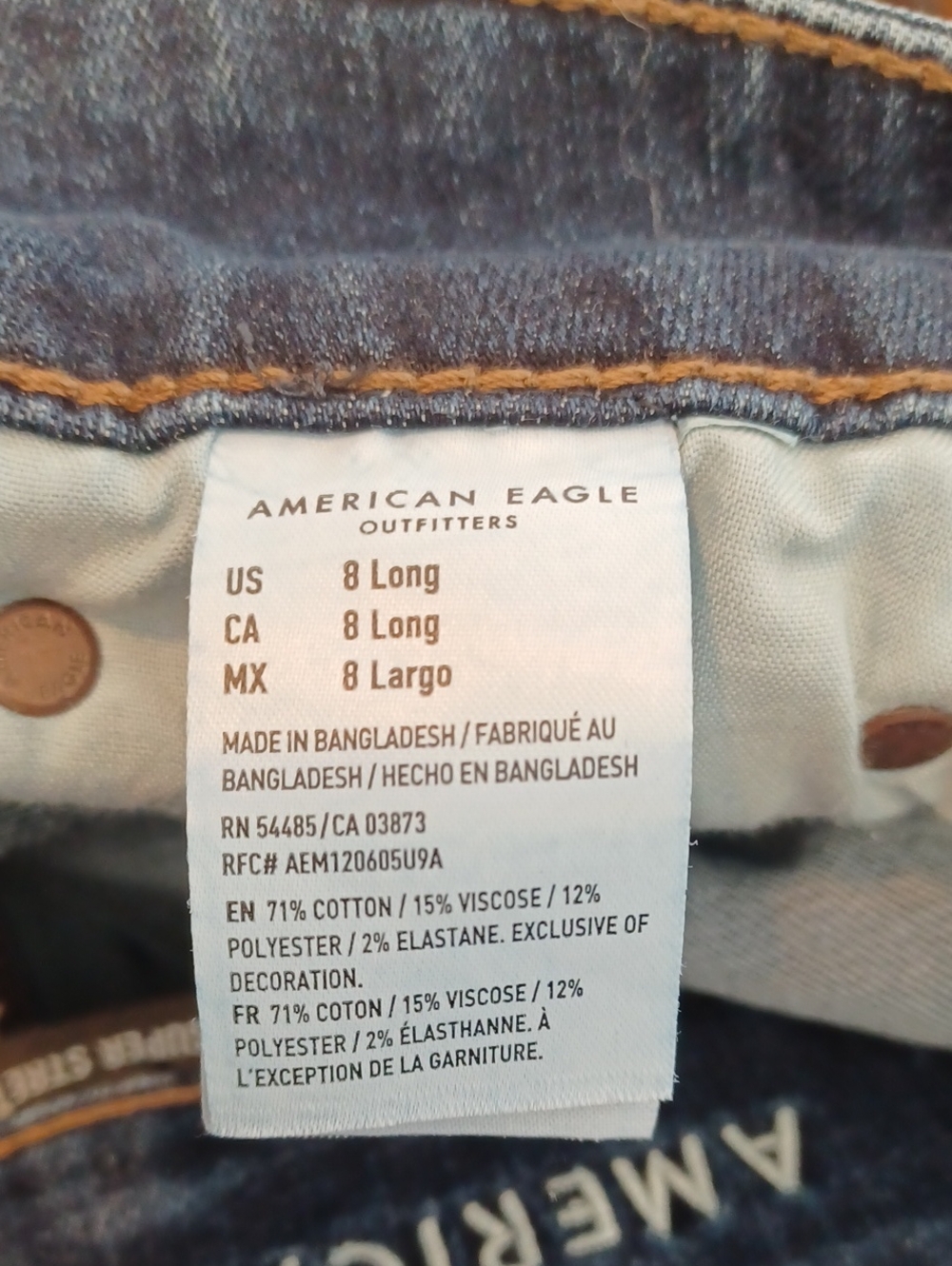 American Eagle Hi-rise Artist Flare Sz.8L.  Super Stretch. L.33". R.10".W.29". - Picture 5 of 9